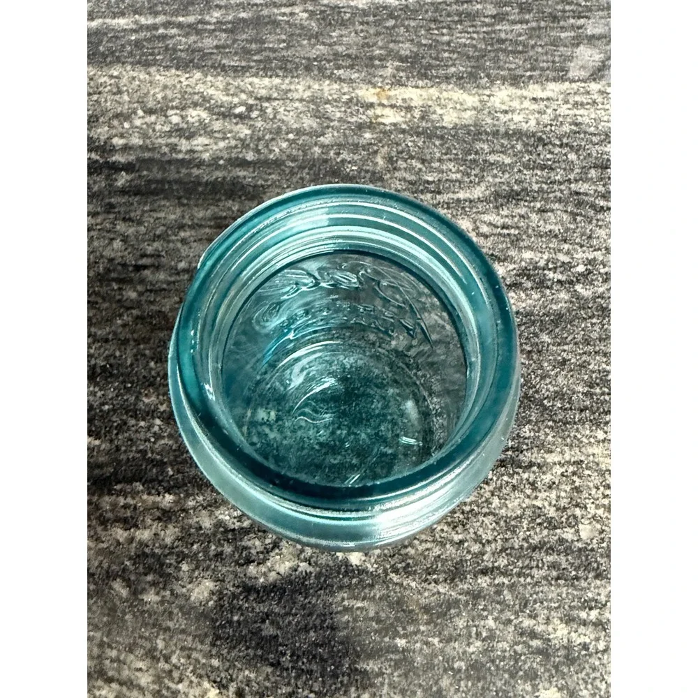 Vintage Ball Perfect Pint Mason Jar Aqua Blue Glass Antique Canning Jar Mold #5